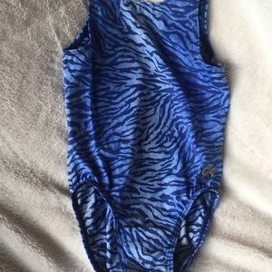 GK Blue Zebra print gymnastics leotard No size tag